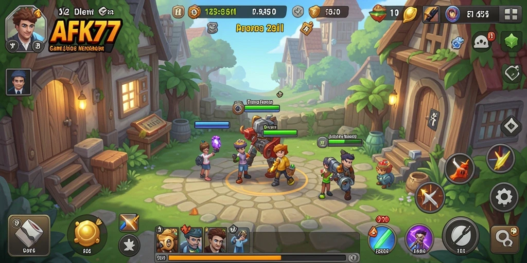 Screenshot gameplay AFK77 menampilkan aksi pertempuran yang menarik.