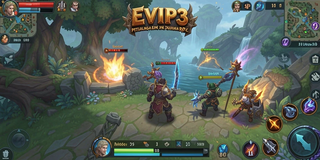 Screenshot menunjukkan aksi pertarungan seru di dunia RPG.