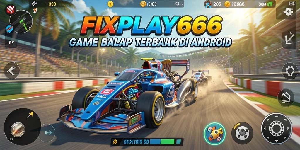 Screenshot gameplay FIXPLAY666 yang menunjukkan aksi balapan epik.