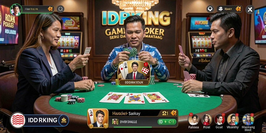 Tampilan seru gameplay IDRKING yang menggambarkan aksi poker yang intens.