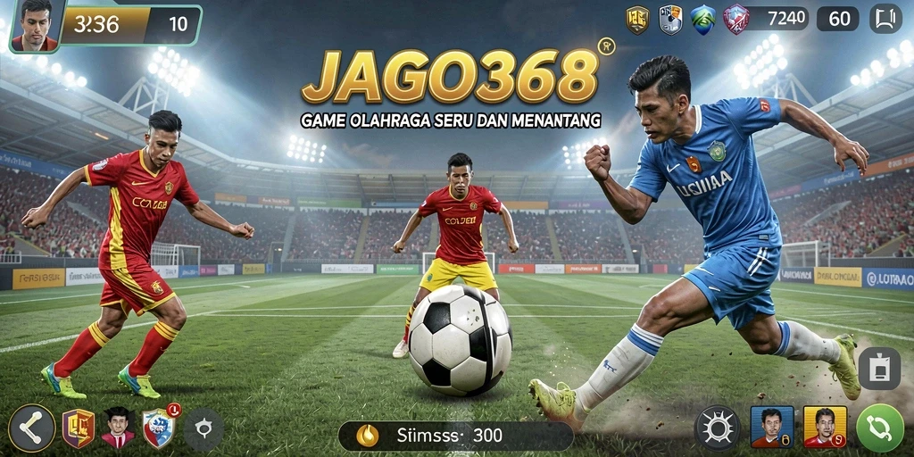Screenshot gameplay JAGO368 menunjukkan aksi seru dalam pertandingan olahraga.