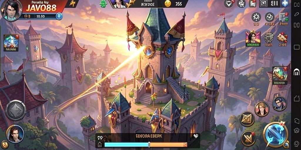 Screenshot utama JAVO88 menunjukkan strategi menara pertahanan yang menegangkan.
