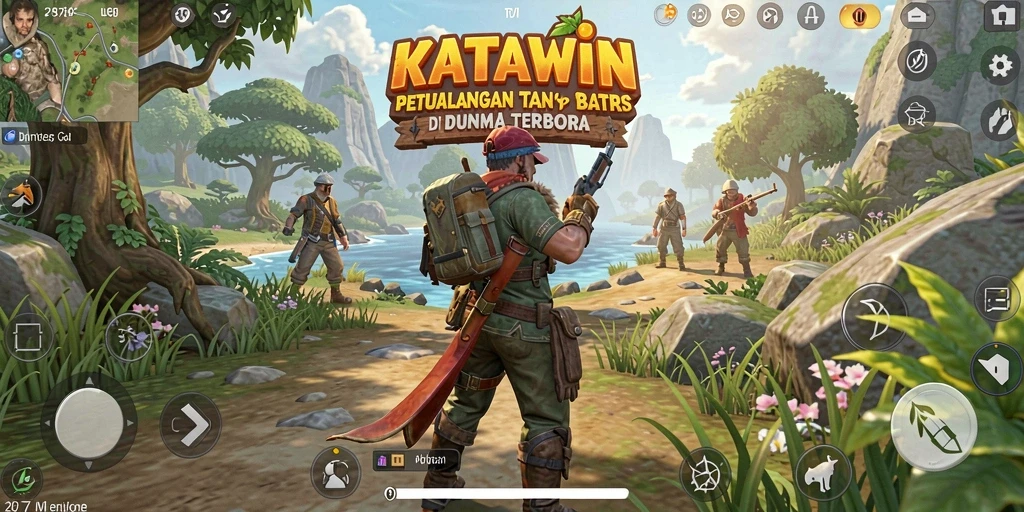 Screenshot gameplay KATAWIN yang menampilkan dunia terbuka yang penuh petualangan.