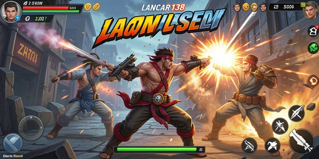 Gameplay LANCAR138 menampilkan pertarungan seru antar karakter.