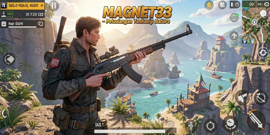 Tangkapan layar menunjukkan aksi petualangan seru di dunia terbuka MAGNET33.