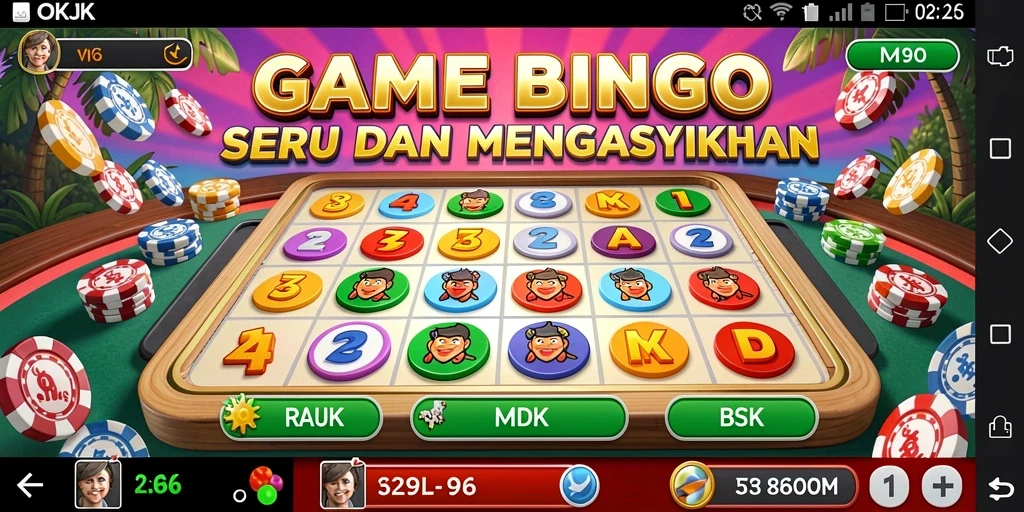Tampilan gameplay menarik dari OKJK saat bermain Bingo.